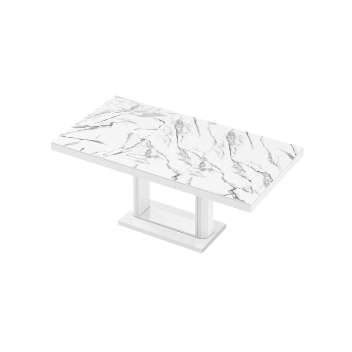 Stół Quadro 120 Marble White Hg+Biały Super Print (Hg/Mat)